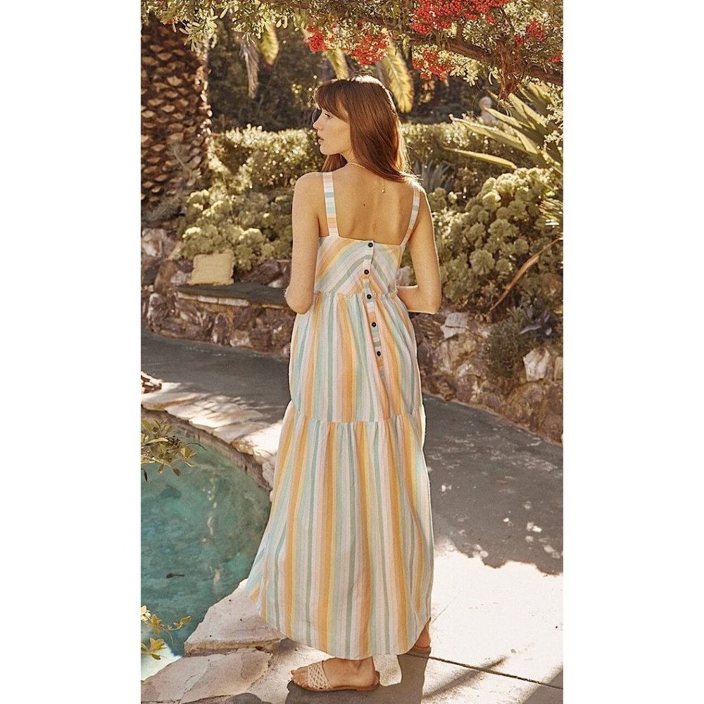 NWT SAYLOR Nandi Sleeveless Stripe Maxi Dress Rainbow Medium - Picture 4 of 12